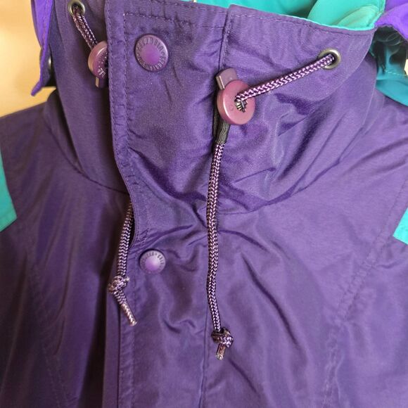 Vintage Columbia Men's M Purple Teal 1/4 Zip Hooded Pullover Windbreaker - Picture 4 of 16